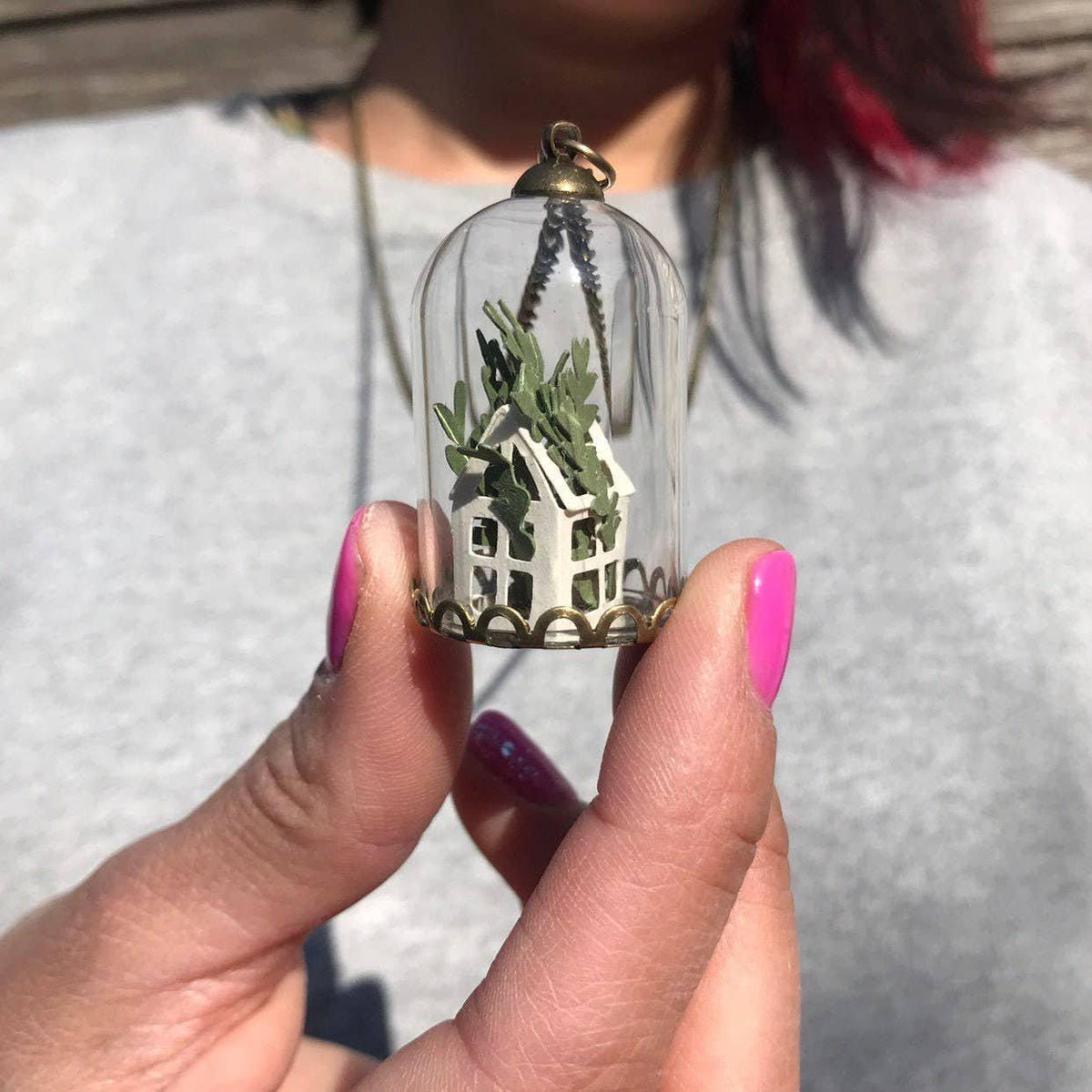 Paper Greenhouse Glass Necklace - Papercut Forest - SGP Garden Ltd