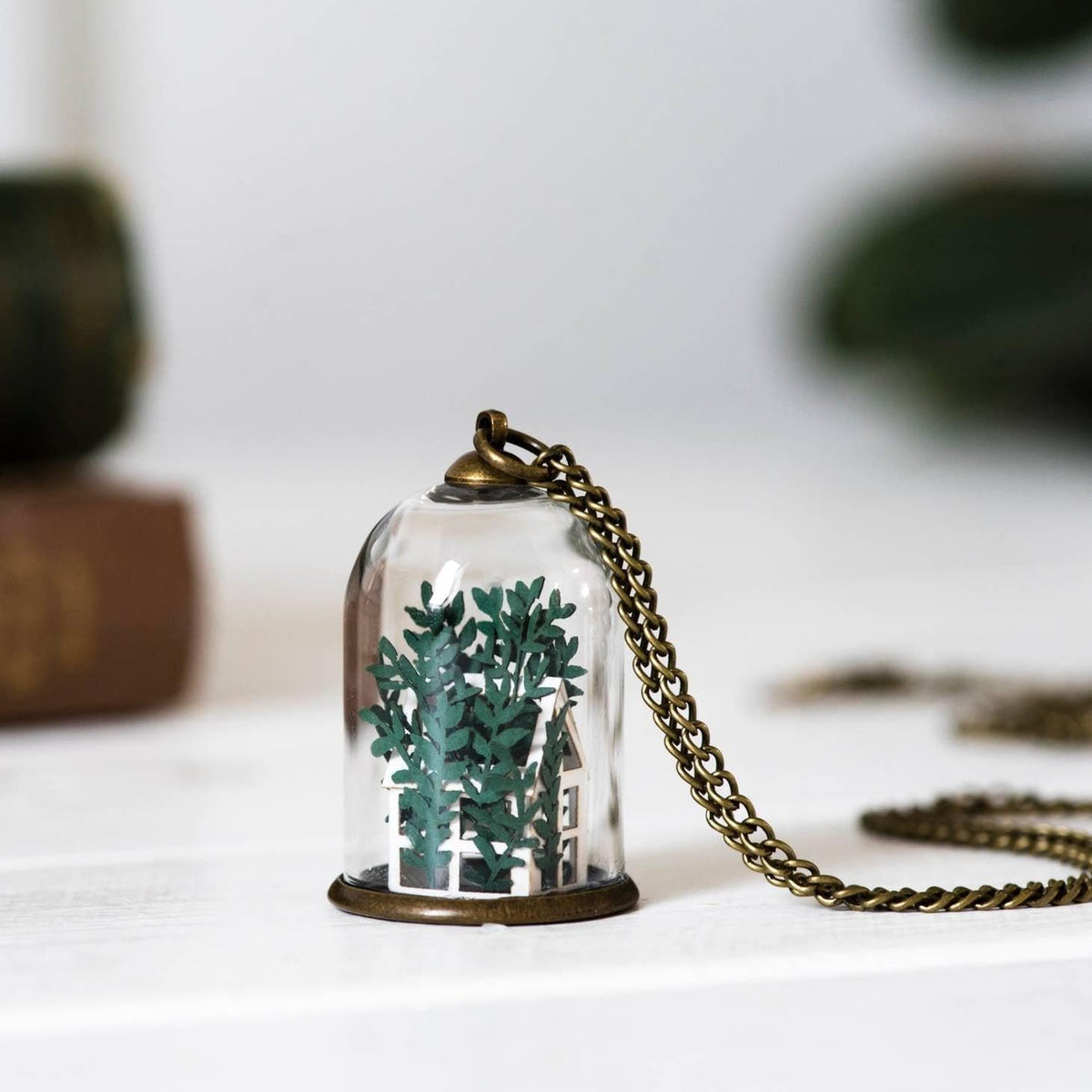 Paper Greenhouse Glass Necklace - Papercut Forest - SGP Garden Ltd