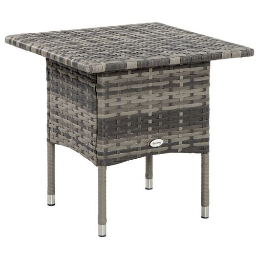 PE Rattan Outdoor Coffee Table, Rattan Side Table for Patio, Garden, Mixed Grey - SGP Garden Ltd