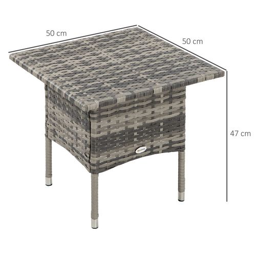 PE Rattan Outdoor Coffee Table, Rattan Side Table for Patio, Garden, Mixed Grey - SGP Garden Ltd