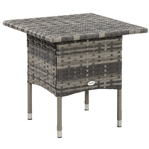 PE Rattan Outdoor Coffee Table, Rattan Side Table for Patio, Garden, Mixed Grey - SGP Garden Ltd