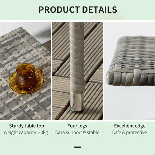 PE Rattan Outdoor Coffee Table, Rattan Side Table for Patio, Garden, Mixed Grey - SGP Garden Ltd