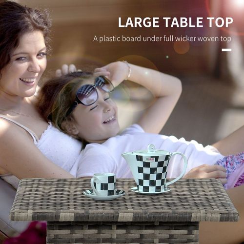 PE Rattan Outdoor Coffee Table, Rattan Side Table for Patio, Garden, Mixed Grey - SGP Garden Ltd
