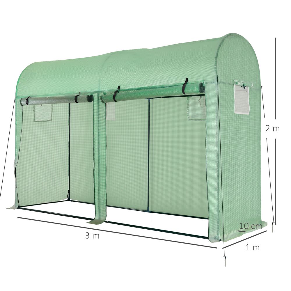Plant Tomato Growth Greenhouse Double Doors & 4 Windows 3Lx1Wx2Hm - SGP Garden Ltd