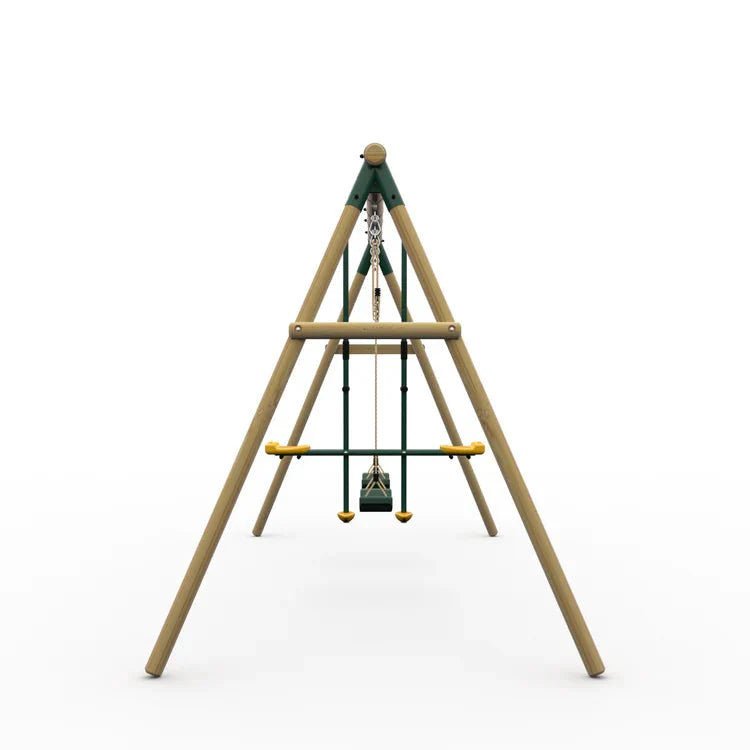 Plum® ColobusTM Wooden Garden Swing Set - Double Swing & Glider - Green - SGP Garden Ltd
