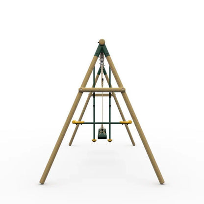 Plum® ColobusTM Wooden Garden Swing Set - Double Swing & Glider - Green - SGP Garden Ltd