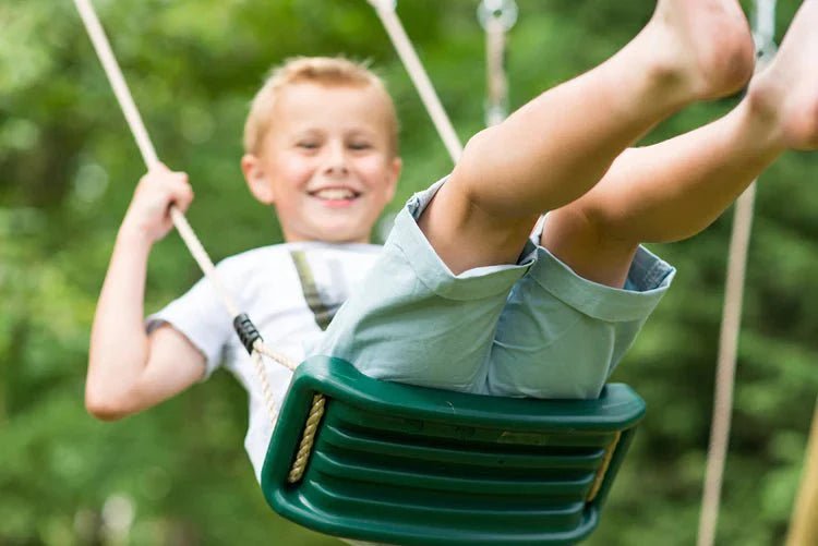 Plum® ColobusTM Wooden Garden Swing Set - Double Swing & Glider - Green - SGP Garden Ltd