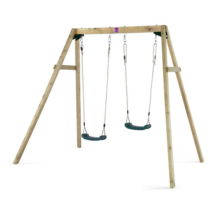 Plum® Double Swing Set with Wooden Frame - SGP Garden Ltd
