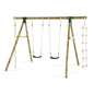 Plum® GibbonTM Wooden Swing Set - Double Swing, Rope & Ladder - Green - SGP Garden Ltd