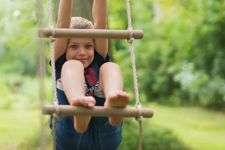 Plum® GibbonTM Wooden Swing Set - Double Swing, Rope & Ladder - Green - SGP Garden Ltd