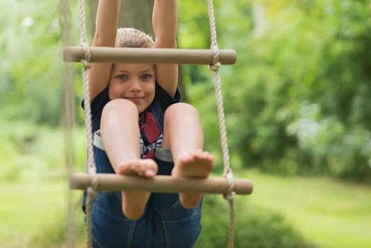 Plum® GibbonTM Wooden Swing Set - Double Swing, Rope & Ladder - Green - SGP Garden Ltd