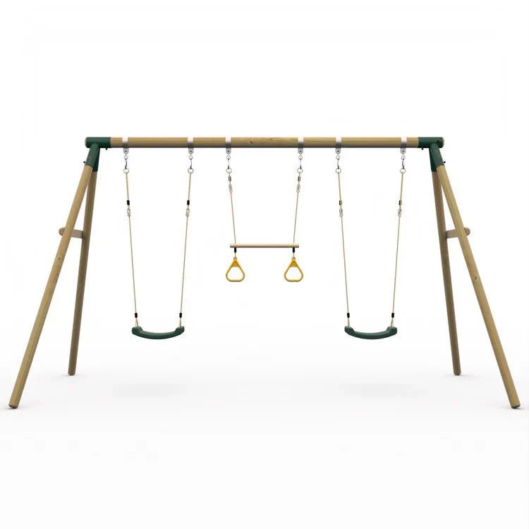 Plum Mangabey Wooden Swing Set with Trapeze - SGP Garden Ltd