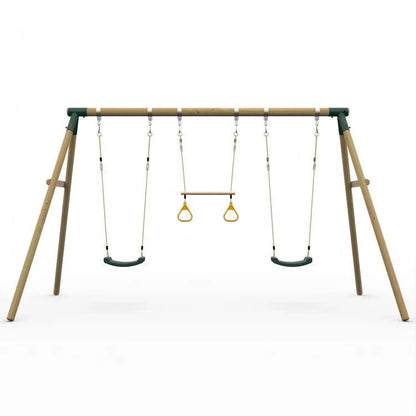 Plum Mangabey Wooden Swing Set with Trapeze - SGP Garden Ltd