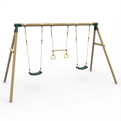 Plum Mangabey Wooden Swing Set with Trapeze - SGP Garden Ltd