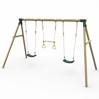 Plum Mangabey Wooden Swing Set with Trapeze - SGP Garden Ltd