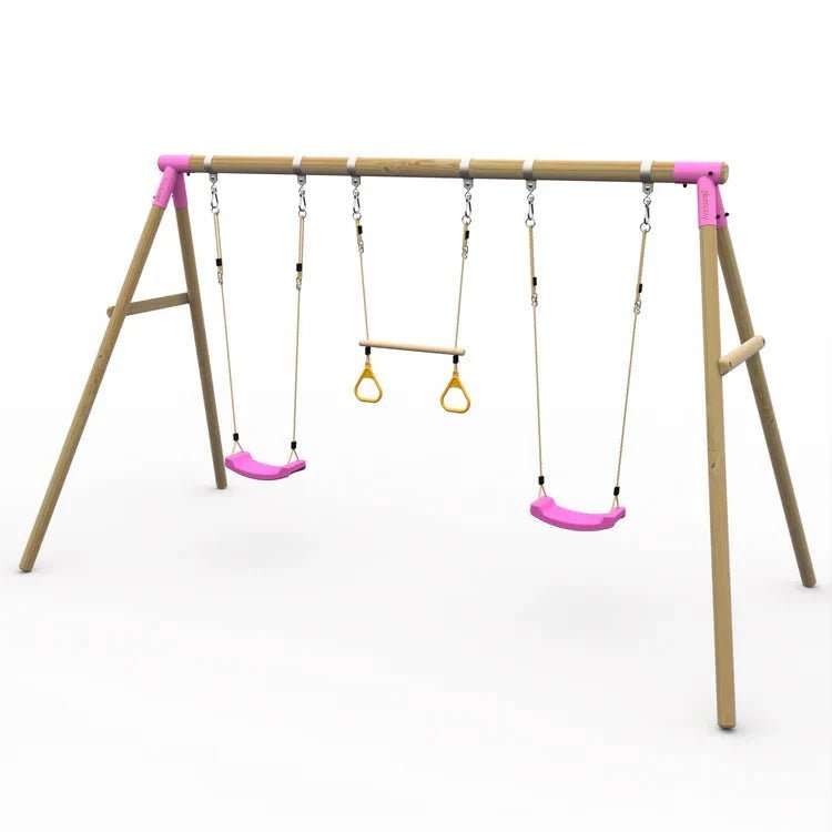 Plum Mangabey Wooden Swing Set with Trapeze - SGP Garden Ltd