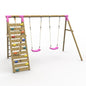 Plum® Uakari™ Wooden Swing Set – Double Swing & Climbing Wall - SGP Garden Ltd