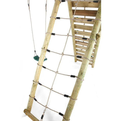 Plum® Uakari™ Wooden Swing Set – Double Swing & Climbing Wall - SGP Garden Ltd