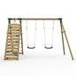 Plum® Uakari™ Wooden Swing Set – Double Swing & Climbing Wall - SGP Garden Ltd