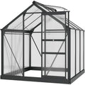 Polycarbonate Walk-In Garden Greenhouse Aluminium Frame w/ Slide Door 6 x 6ft - SGP Garden Ltd