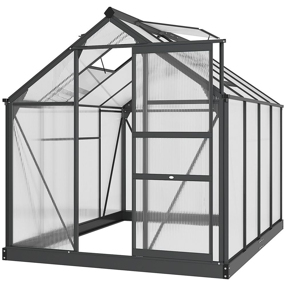 Polycarbonate Walk-In Garden Greenhouse Aluminium Frame w/ Slide Door 6 x 8ft - SGP Garden Ltd