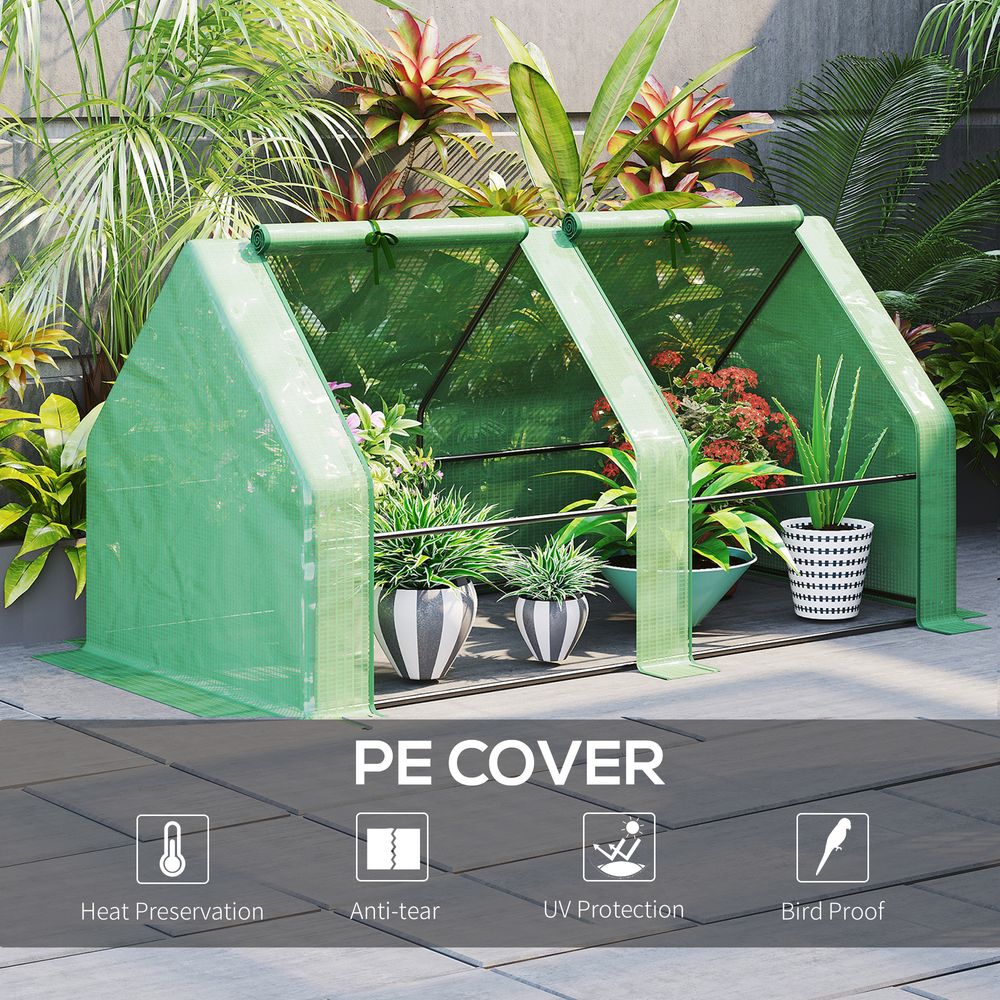 Portable Mini Greenhouse | Steel Frame & PE Cover | 180x90x90cm | Ideal for Small Spaces - SGP Garden Ltd
