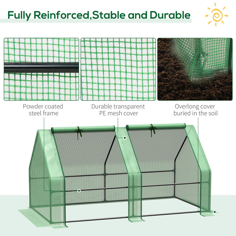 Portable Mini Greenhouse | Steel Frame & PE Cover | 180x90x90cm | Ideal for Small Spaces - SGP Garden Ltd