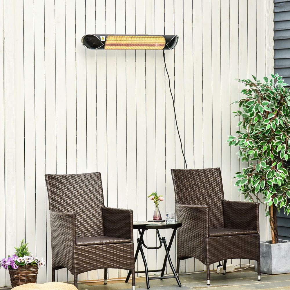 Powerful 2000W Electric Infrared Patio Heater Wall Mounted Carbon Fibre Remote - SGP Garden Ltd