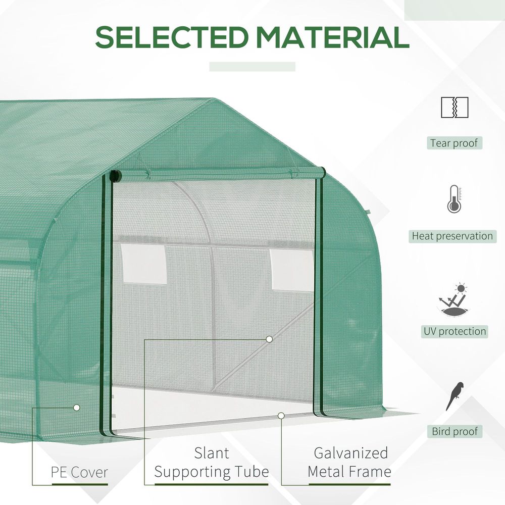 Premium 15x10ft Walk-in Greenhouse: Strong PE Cover, ZipDoor, 6 Windows, Ideal for Year-Round Gardening - SGP Garden Ltd