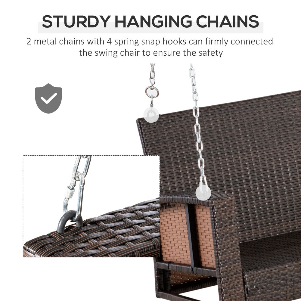Premium 2-Person Rattan Porch Swing Bench, Outdoor Chair Cushions, Cream White - SGP Garden Ltd