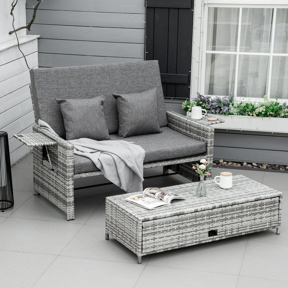 Premium 2 Seater Rattan Sofa Daybed | Fire Retardant Cushions | Free Shipping - SGP Garden Ltd