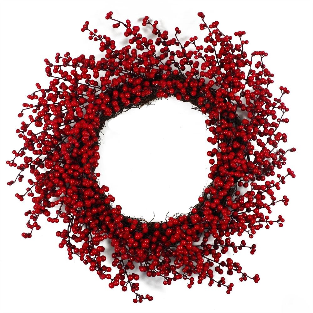 Premium 24" Large Christmas Red Berry Floristry Wreath - Luxury Design, Artificial Berries, Natural Base - Perfect for All Door Sizes! - SGP Garden Ltd
