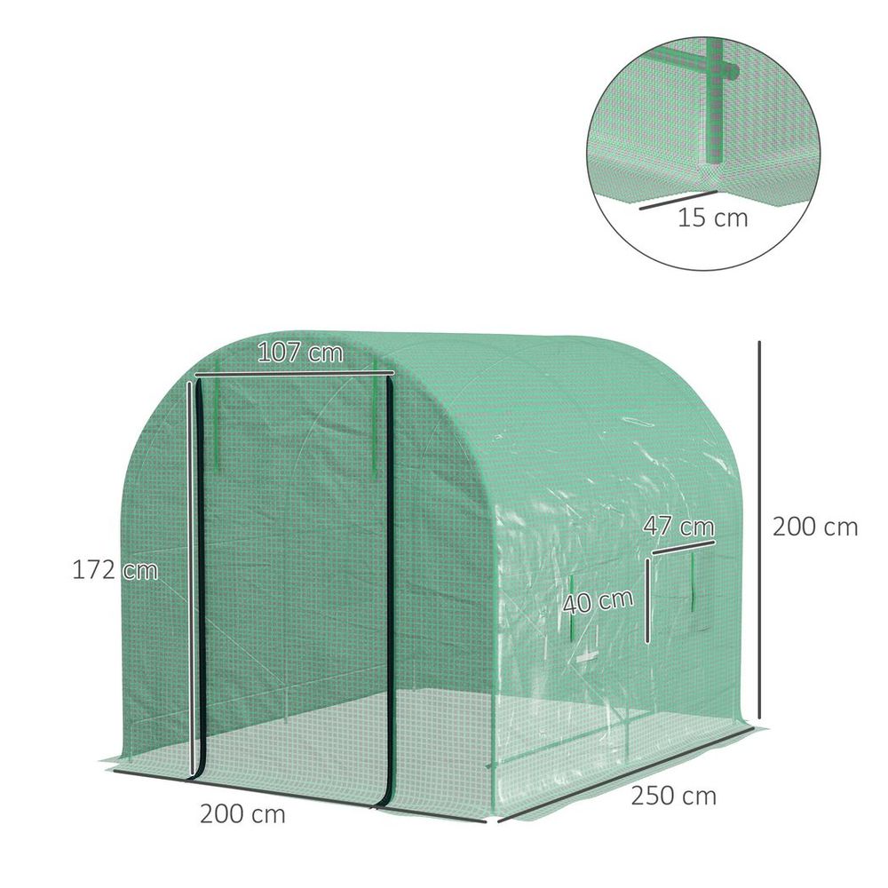 Premium 2.5x2m Polytunnel Greenhouse w/ Steel Frame & Roll-up Door - High-Quality, Durable & Easy Assembly - SGP Garden Ltd