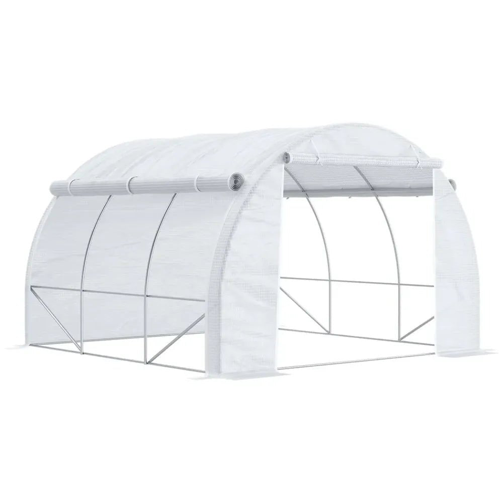 Premium 3x3x2m Polytunnel Greenhouse Tent - Steel Frame - White - High Quality - All Weather - Easy Access - Ventilated - SGP Garden Ltd