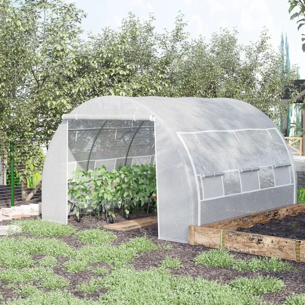 Premium 3x3x2m Polytunnel Greenhouse Tent - Steel Frame - White - High Quality - All Weather - Easy Access - Ventilated - SGP Garden Ltd