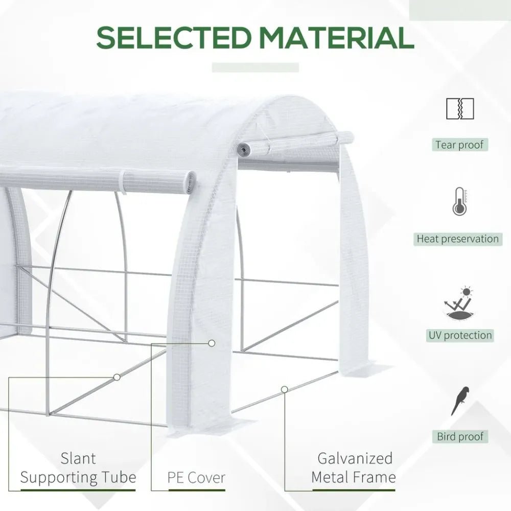 Premium 3x3x2m Polytunnel Greenhouse Tent - Steel Frame - White - High Quality - All Weather - Easy Access - Ventilated - SGP Garden Ltd