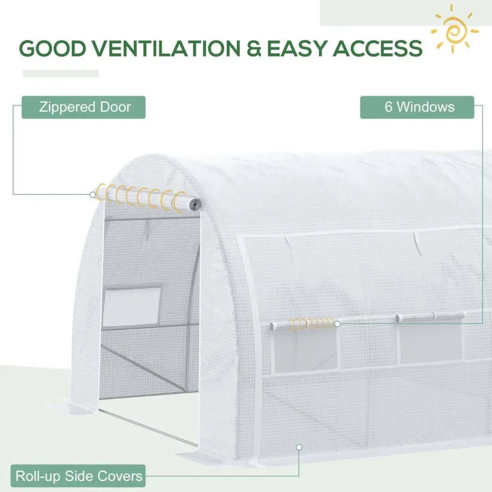 Premium 3x3x2m Polytunnel Greenhouse Tent - Steel Frame - White - High Quality - All Weather - Easy Access - Ventilated - SGP Garden Ltd