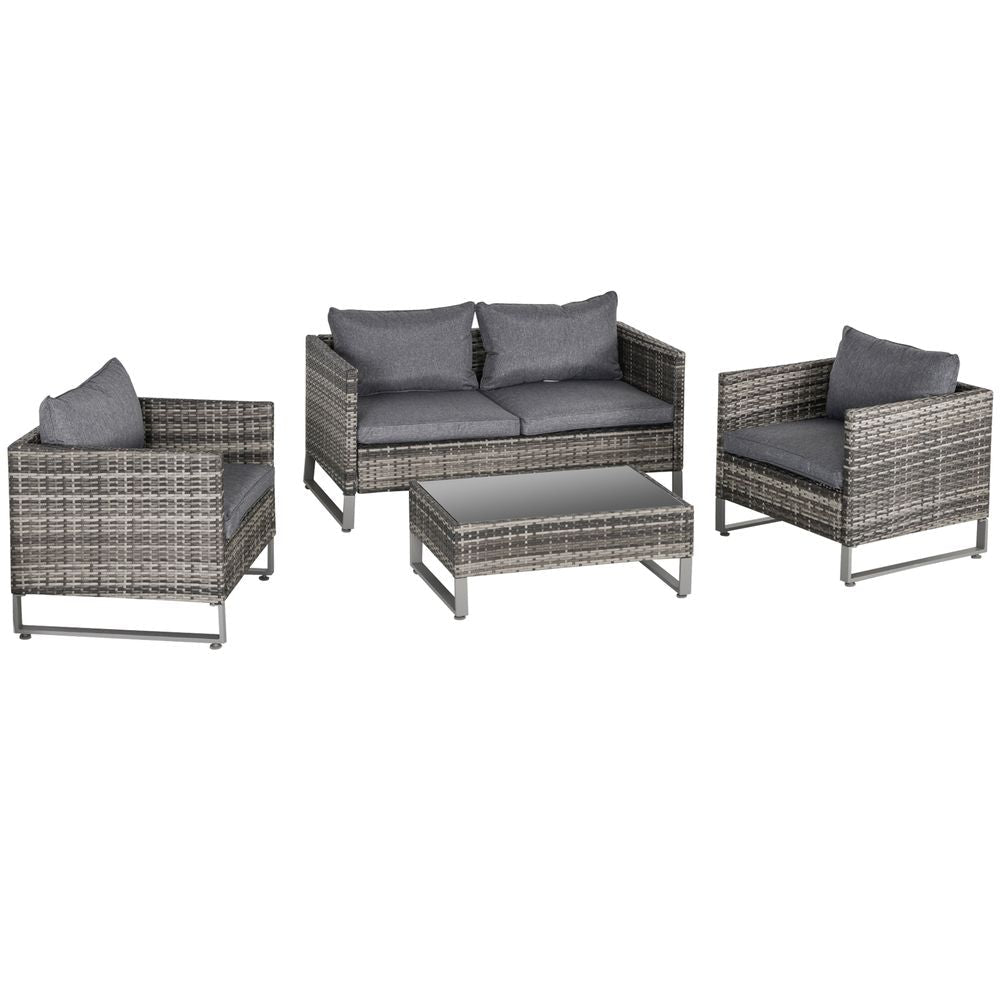 Premium 4-Piece Outdoor Dining Set: PE Rattan Wicker Sofa Chairs +Table, Cushions - SGP Garden Ltd