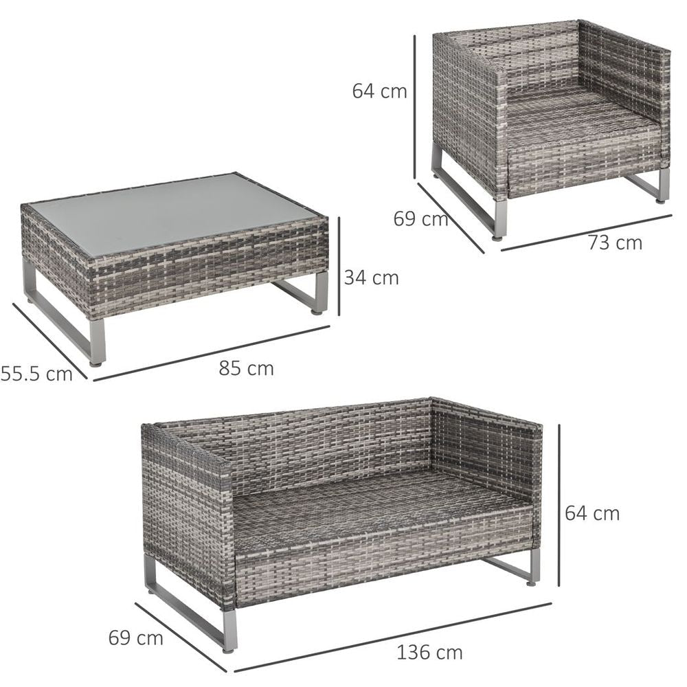 Premium 4-Piece Outdoor Dining Set: PE Rattan Wicker Sofa Chairs +Table, Cushions - SGP Garden Ltd