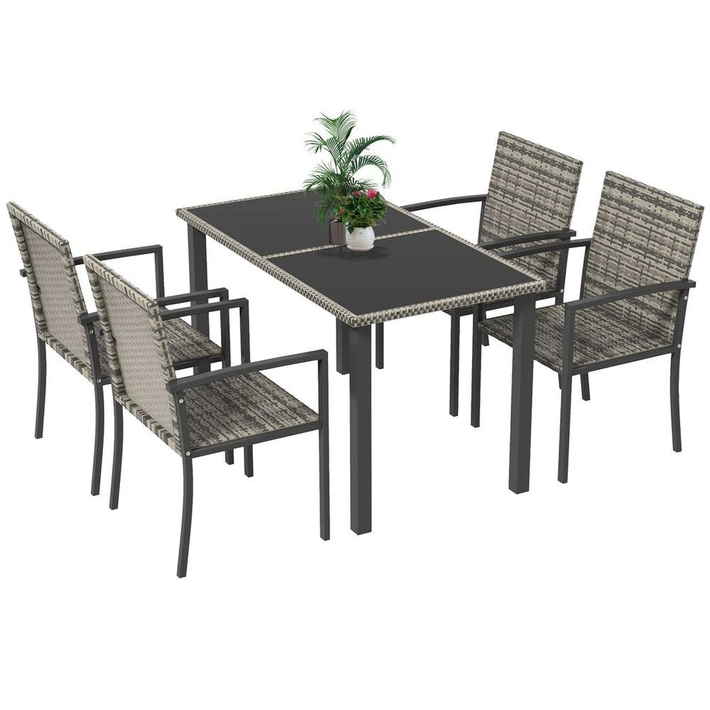 Premium 4 Seater Rattan Garden Furniture Set - Mixed Grey - SGP Garden Ltd