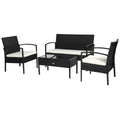 Premium 4-Seater Rattan Patio Set: Stylish Black Cream Outdoor Furniture for Garden Bistro - SGP Garden Ltd