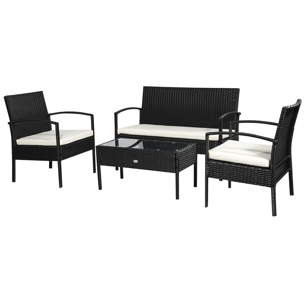 Premium 4-Seater Rattan Patio Set: Stylish Black Cream Outdoor Furniture for Garden Bistro - SGP Garden Ltd
