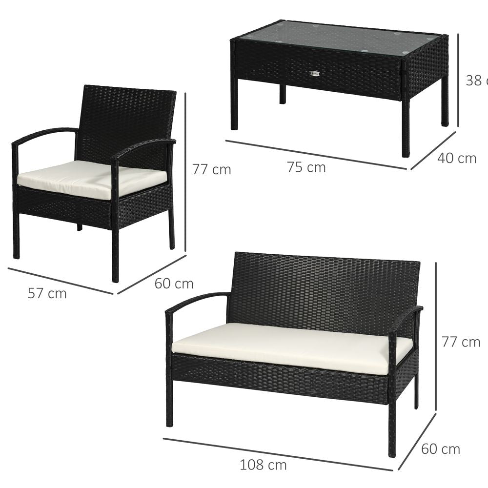 Premium 4-Seater Rattan Patio Set: Stylish Black Cream Outdoor Furniture for Garden Bistro - SGP Garden Ltd