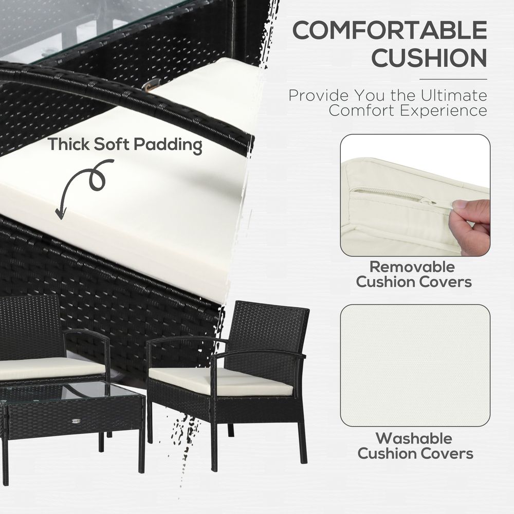 Premium 4-Seater Rattan Patio Set: Stylish Black Cream Outdoor Furniture for Garden Bistro - SGP Garden Ltd