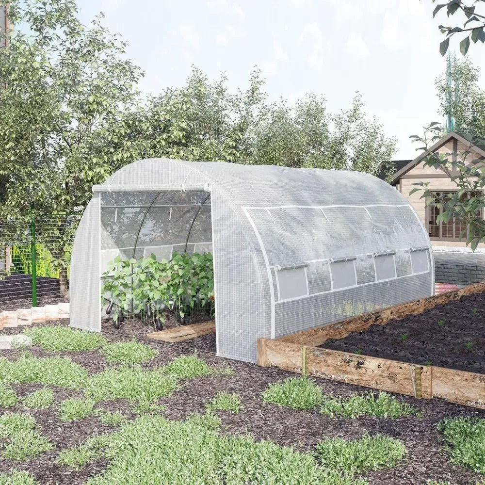 Premium 4x3x2m Polytunnel Greenhouse - Steel Frame - White - SGP Garden Ltd