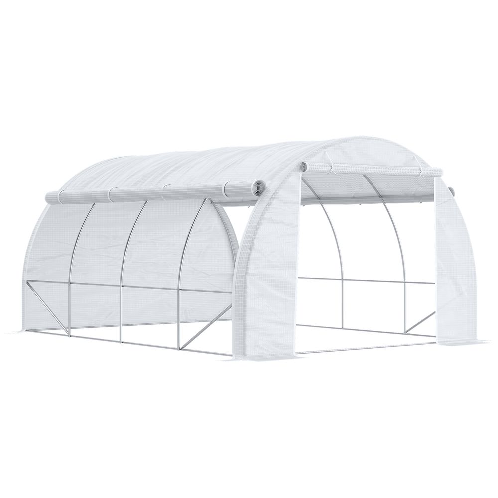 Premium 4x3x2m Polytunnel Greenhouse - Steel Frame - White - SGP Garden Ltd