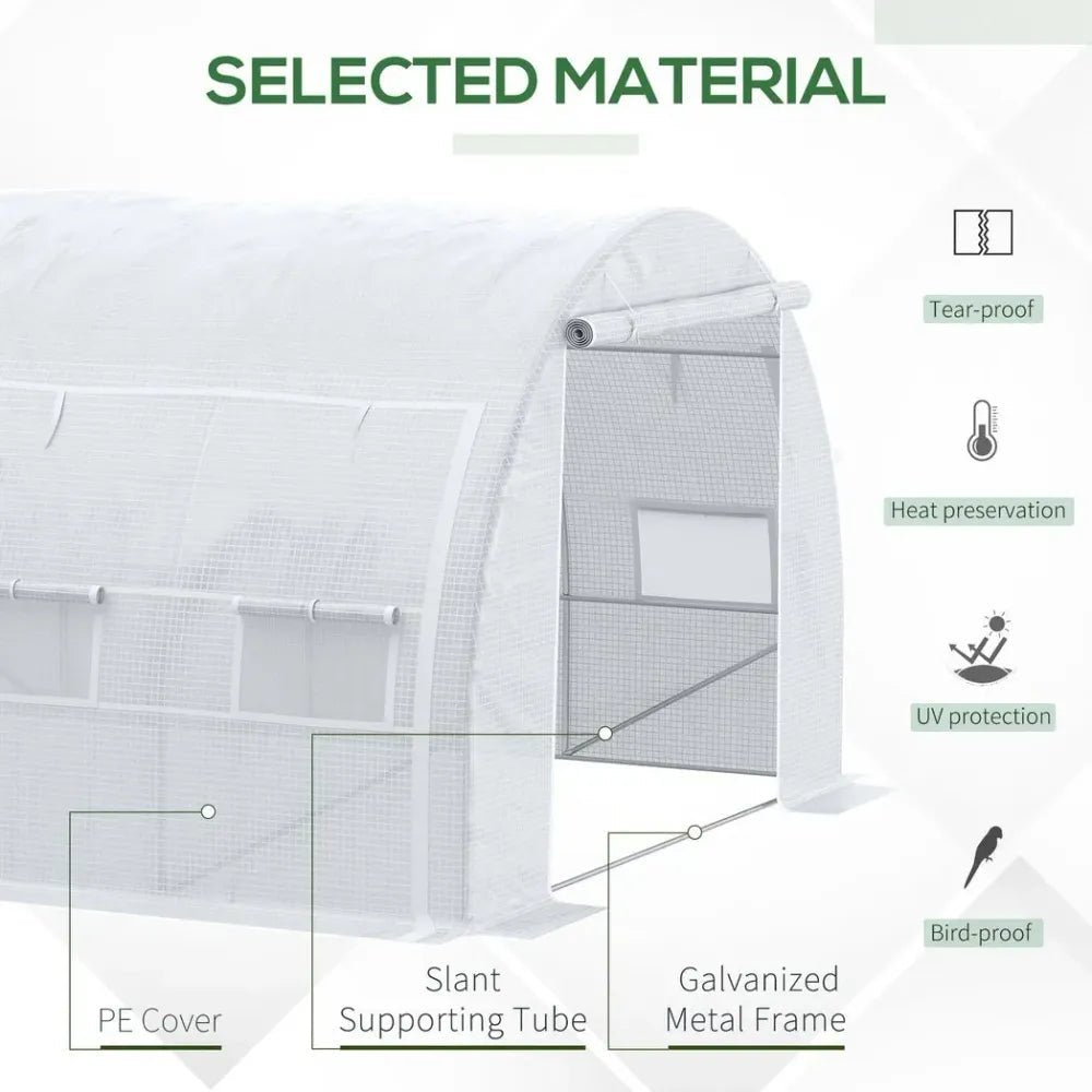 Premium 4x3x2m Polytunnel Greenhouse - Steel Frame - White - SGP Garden Ltd