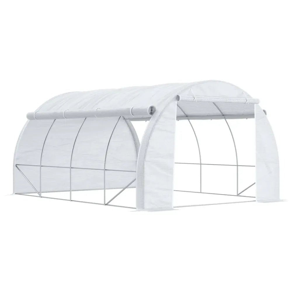 Premium 4x3x2m Polytunnel Greenhouse - Steel Frame - White - SGP Garden Ltd