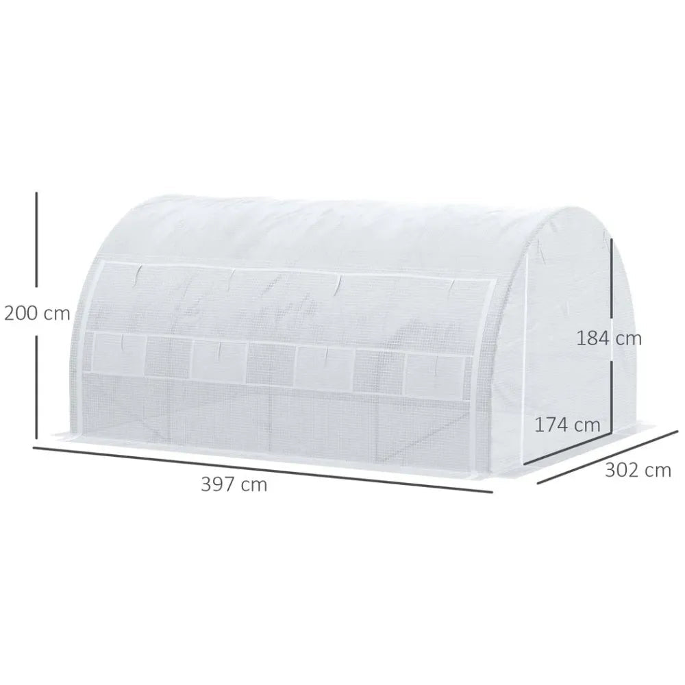 Premium 4x3x2m Polytunnel Greenhouse - Steel Frame - White - SGP Garden Ltd