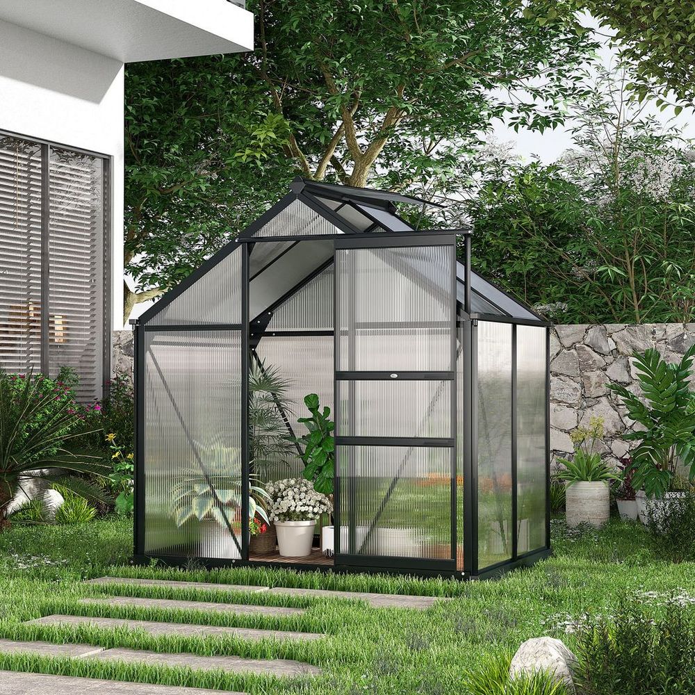 Premium 6x4ft Polycarbonate Garden Greenhouse | Aluminium Frame | Slide Door | High-Quality Shelter for Plants - SGP Garden Ltd